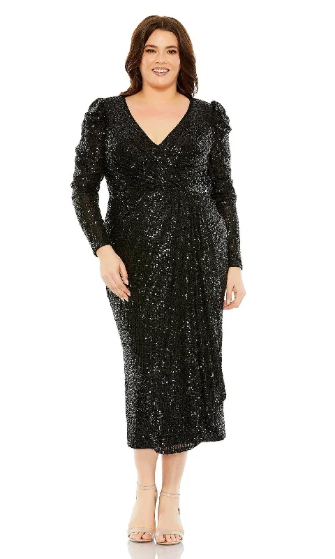 Women's Clothing For Holiday Travel Romantic Date - Night Ensemble Long Sleeve Plus-Size Semi-Formal Dress 77029