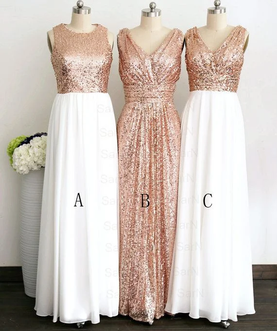 Women's Luxury Apparel Boho - Chic Festival - Ready Style Sequins Gold Bridesmaid Dress