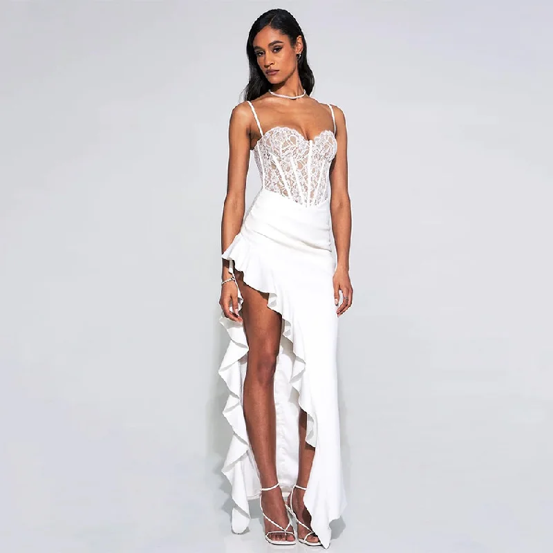 Women's Holiday Clothing Coastal Beach - Inspired Style Strappy Sleeveless Ruffle Bodycon Dress PP23173