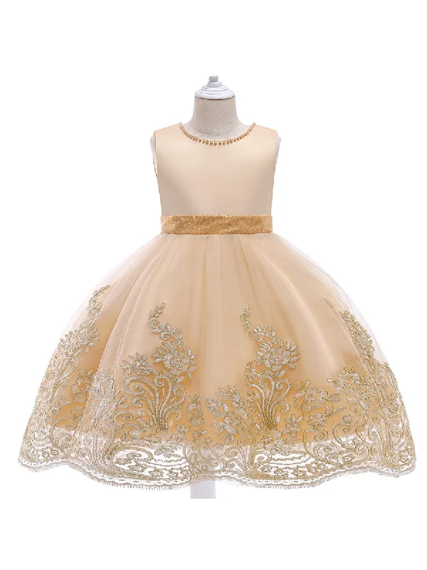 Women's Professional Attire Romantic Date - Night Ensemble Ball Gown Scoop Sleeveless Flower Girl Dresses with Beading