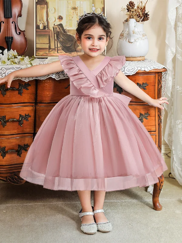 Women's Formal Apparel Alluring Design Ball Gown V-Neck Sleeveless Flower Girl Dresses with Ruffles