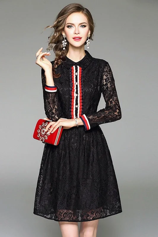 Elegant Women's Attire Score Big on Glamorous Red - Carpet Styles Lace Shirt Dress