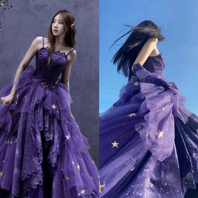 Stylish Outerwear Clothing For Women Boho - Chic Festival - Ready Style Elegant Ball Gown Strapless Purple Satin Long Prom Dress Evening Dresses C3273