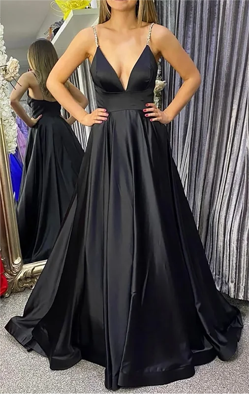 Women's Transitional Apparel Early Access to Art Deco Styles Sale Women Satin Beads Prom Dresses Long V-Neck Evening Gowns Formal Party Dress YPD543