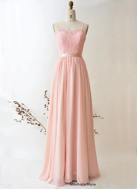 Women's Chic Outerwear Garments Alluring Design A line Straps Pearl Pink Bridesmaid Dress