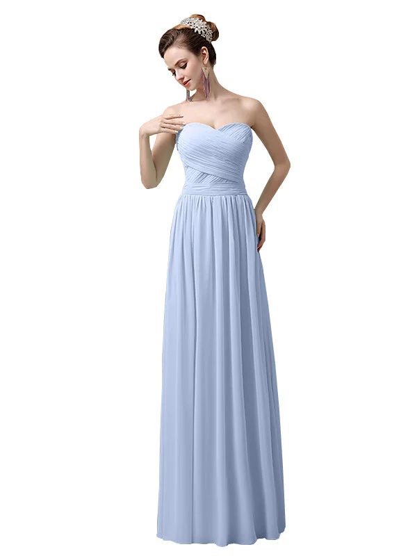 Women's Professional Outfit Seasonal Trend A-line Sweetheart Chiffon Floor-Length Long Bridesmaid Dresses