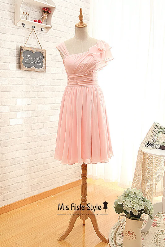 Women's Travel Garments Subtle Sophistication Knee Length Pink Bridesmaid Dress