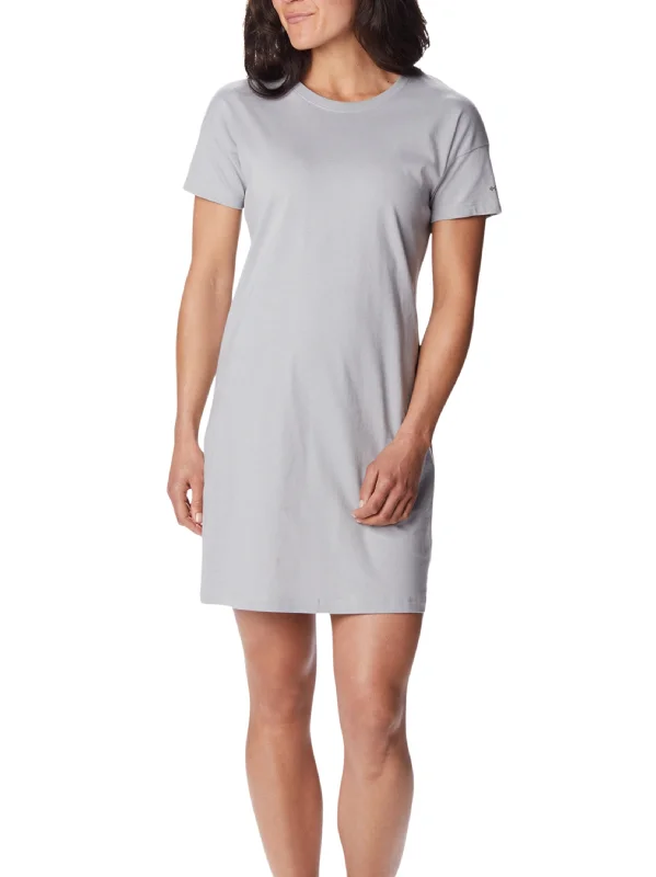 Women's Clothing Apparel Sets Feminine Soft - Hued Styles Women's Plain Solid T-Shirt Dress,Light Grey