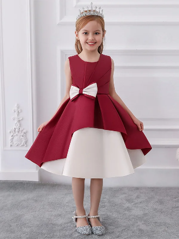 Women's Outerwear Attire Parisian Effortless Chic Style Ball Gown Scoop Sleeveless Flower Girl Dresses with Tiered