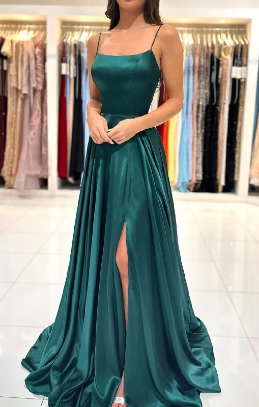 Women's Luxury Apparel Romantic Date - Night Ensemble Women Spaghetti Straps Prom Dresses Long Satin Evening Gowns Formal Party Dress YPD550