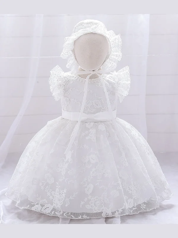 Chic Women's Attire Rustic Countryside Charm Look Ball Gown Scoop Flying Sleeves Flower Girl Dresses with Applique