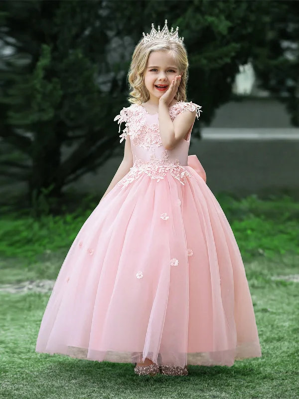 Women's Trendy Outfit Big Savings on Rustic Countryside Styles Ball Gown Scoop Sleeveless Flower Girl Dresses with Applique