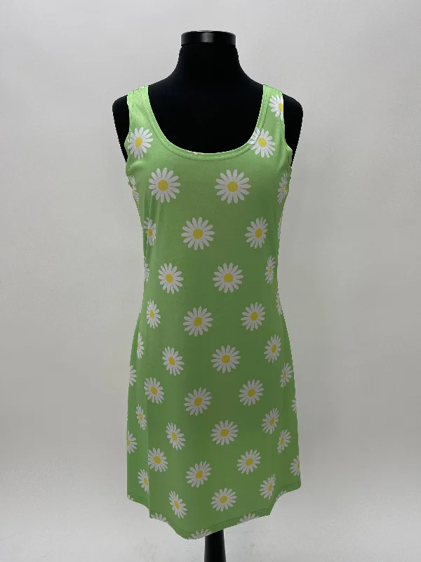 Women's Outfit For The Office Graceful Drape Daisy Green Scoop Neck Sleeveless Dress