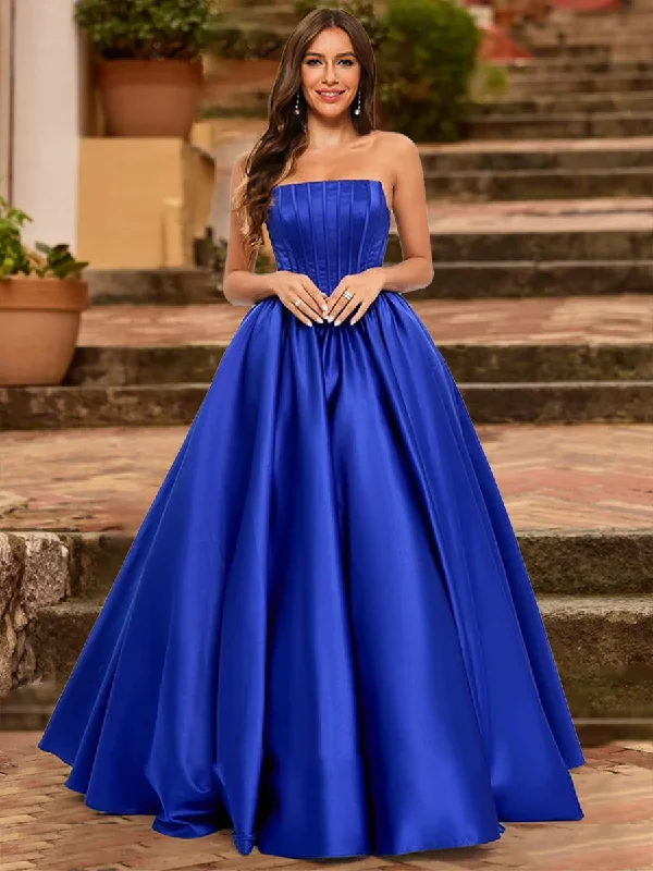 Women's Outerwear Garments Holiday Sale Ball Gown Strapless Sleeveless Ruched Prom Dresses