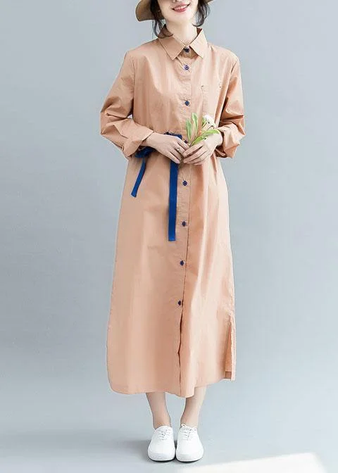 Women's Functional Outfit For Outdoor Activities Feminine Flow Bohemian side open cotton Long Shirts Fashion Ideas nude cotton shirt Dress fall