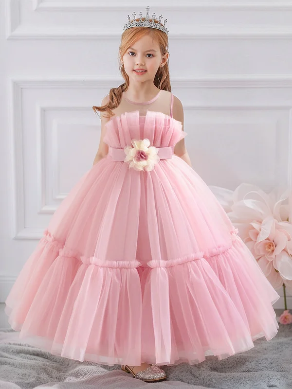 Women's Transitional Attire End - of - Month Blowout Ball Gown Scoop Sleeveless Flower Girl Dresses with Ruched