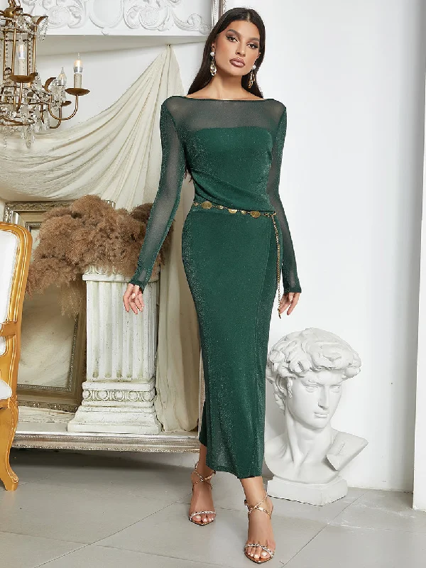 Charming Women's Holiday Apparel Buy More, Save More Off Shoulder With Belt Midi Bodycon Dress HB10022