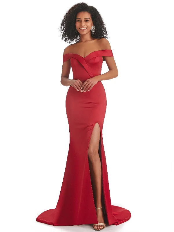 Women's Seasonal Clothing Save on Classic Elegant Styles Sexy Mermaid Soft Satin Off The Shoulder Long African Bridesmaid Dresses