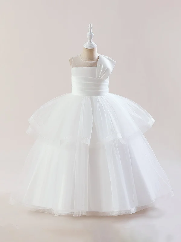 Women's Vintage-Inspired Outfit Chic Allure Ball Gown Scoop Sleeveless Flower Girl Dresses with Ruched