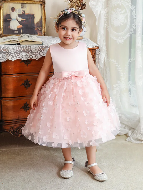 Affordable Women's Outfit Huge Savings on Parisian Styles Ball Gown Scoop Sleeveless Flower Girl Dresses with Solid Flowers