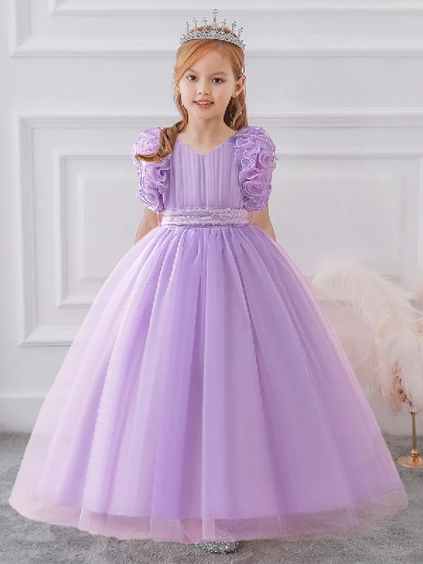 Affordable Women's Apparel Elevated Style Ball Gown V-Neck Sleeveless Flower Girl Dresses with Sequins